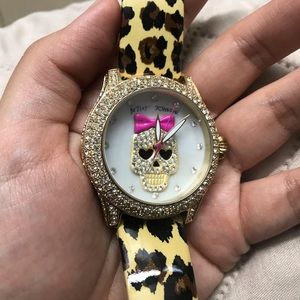 Betsey Johnson leopard skull watch